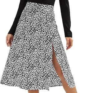 Women's Boho Floral High Waist Split A Line Midi Skirt